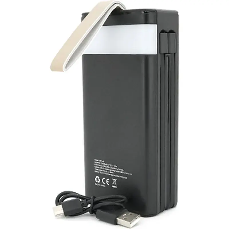 Батарея універсальна Linkage 30000mAh, Solar, 22.5W, cables Туре-С+Lighting, Black (LKP-46) - фото 4