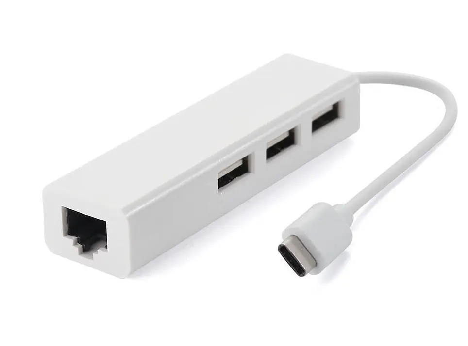 Хаб USB 2.0 Type-C -> 3xUSB 2.0 + RJ45 Fast Ethernet White - фото 4