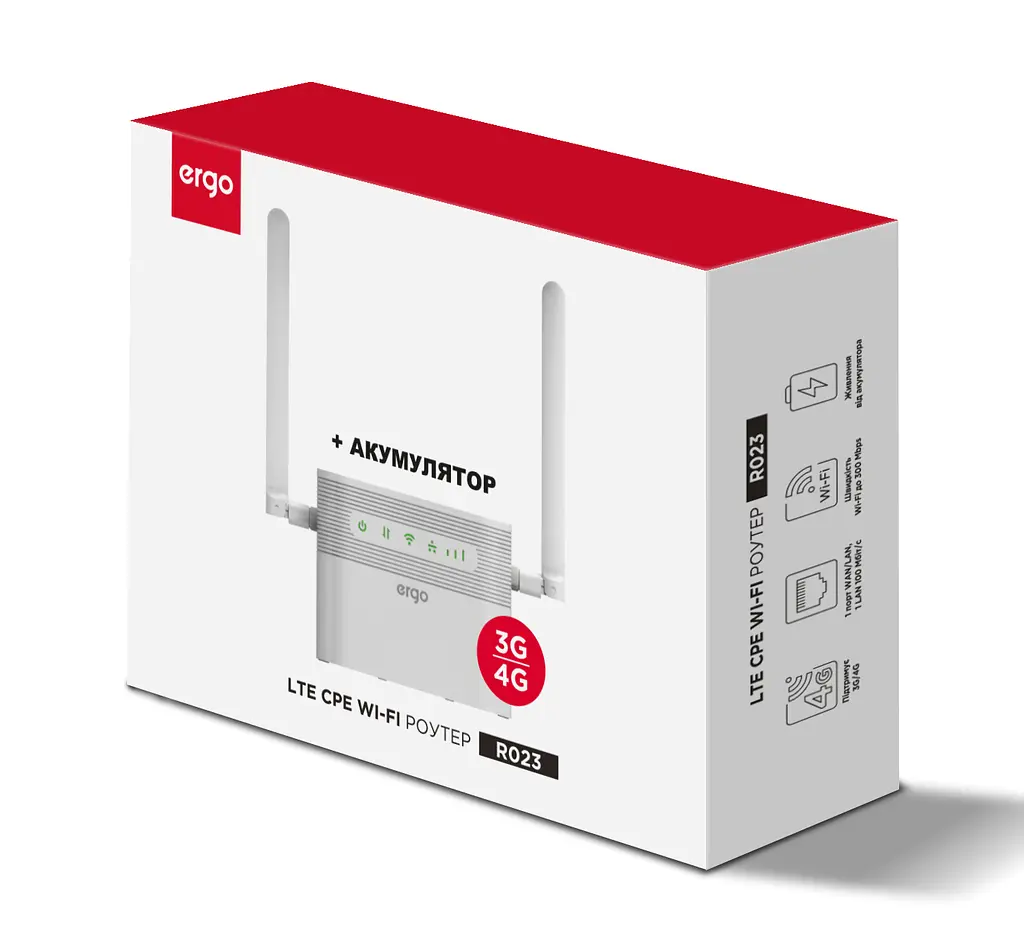 4G Wi-Fi роутер ERGO R023 з аккумулятором (7204363) - фото 3