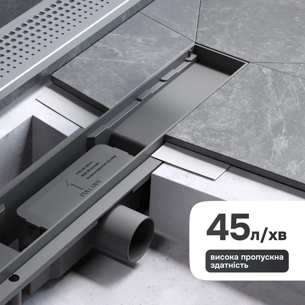 Трап для душу лінійний AM.PM Primeflow Cut Gradient 600 мм, універсальний затвор, хром (W02SC-P11-060-01SB) - фото 6