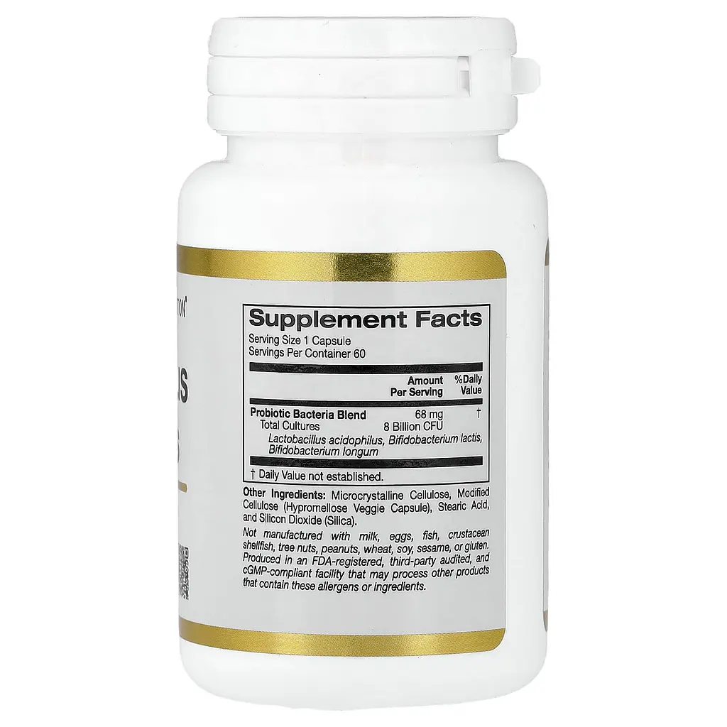 Пробіотики California Gold Nutrition Acidophilus and Bifidus 8 млрд КУО 60 вегетаріанських капсул - фото 2