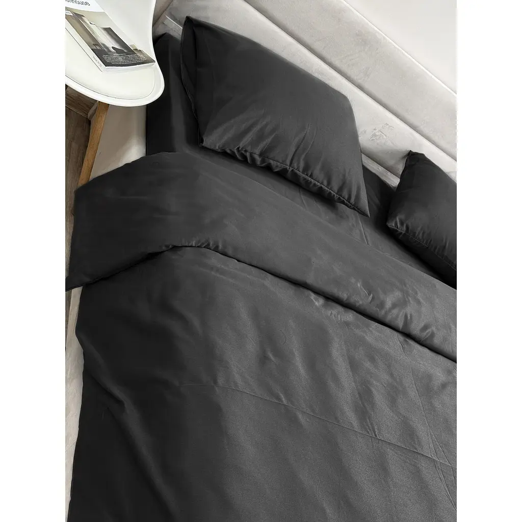 Комплект постельного белья Ecotton Black евро полисатин черный (25187) - фото 4