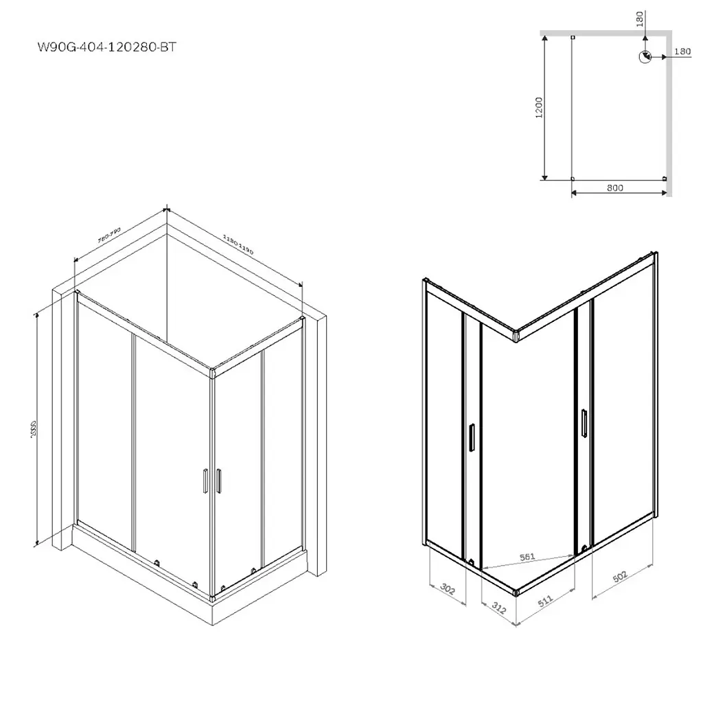 Душове огородження Square Slide AM.PM Gem 120×80 см, прозоре скло, хром матовий профіль W90UG-403-120280-MT - фото 4