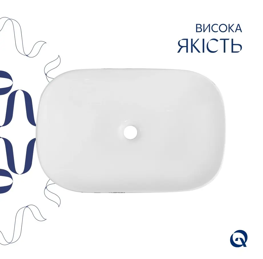 Раковина накладна Qtap Robin, Marble, прямокутна, з донним клапаном QTROB188MR49788 - фото 3