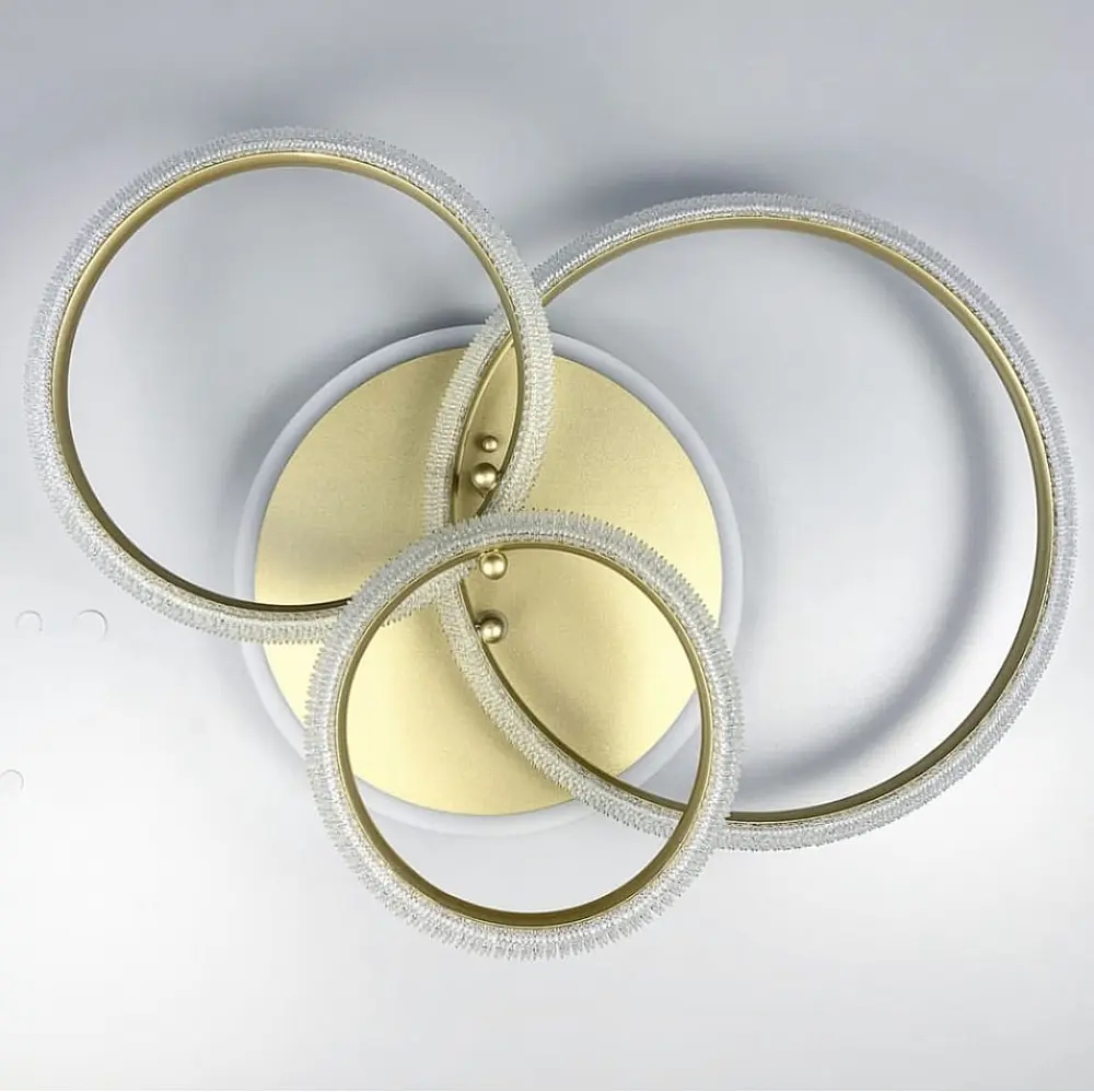 Современная светодиодная люстра на 3 кольца в золотистом корпусе с акрилом, имитирующая фактурный хрусталь Ст. A 77065/3B RGB SG | Line F - фото 7