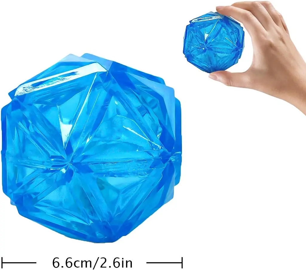 М'ячик для собак, що світиться Diamond Shape Elastic Squeaky Dog Ball з пищалкою - фото 4