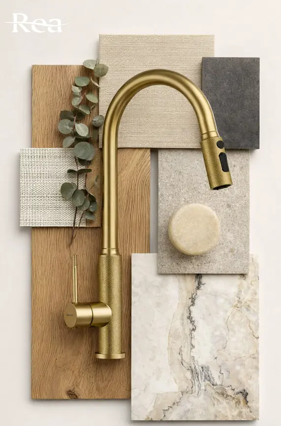 Змішувач для кухні Rea Master із висувним виливом brushed gold REA-B7204 - фото 7