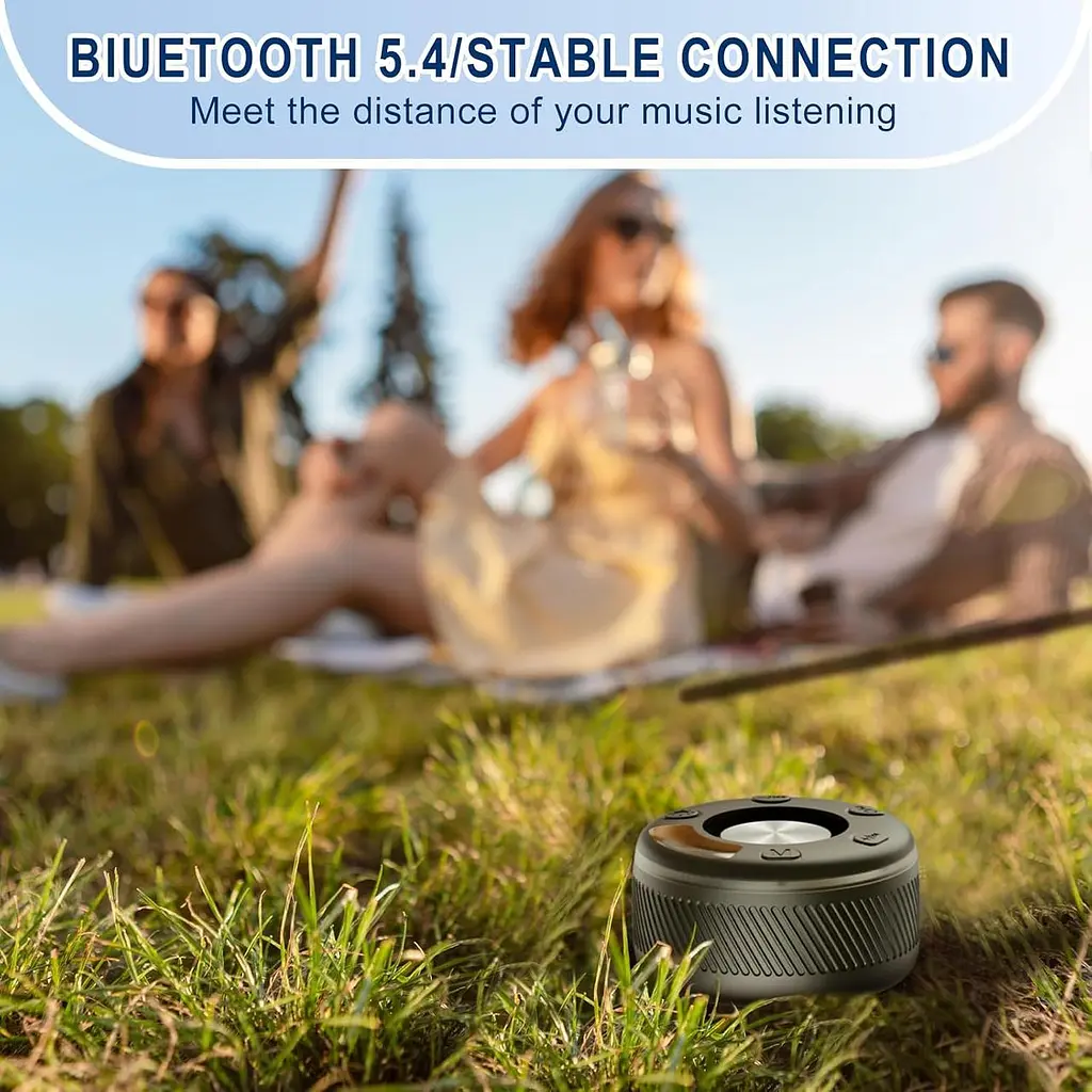 Bluetooth-динамік Dbasne, портативний динамік для ванної кімнати зі світлодіодом - фото 4