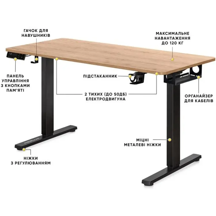 Стіл Mealux PowerDesk Duo XL Mahogany (EVO-252 Duo Mahogany/B) - фото 3