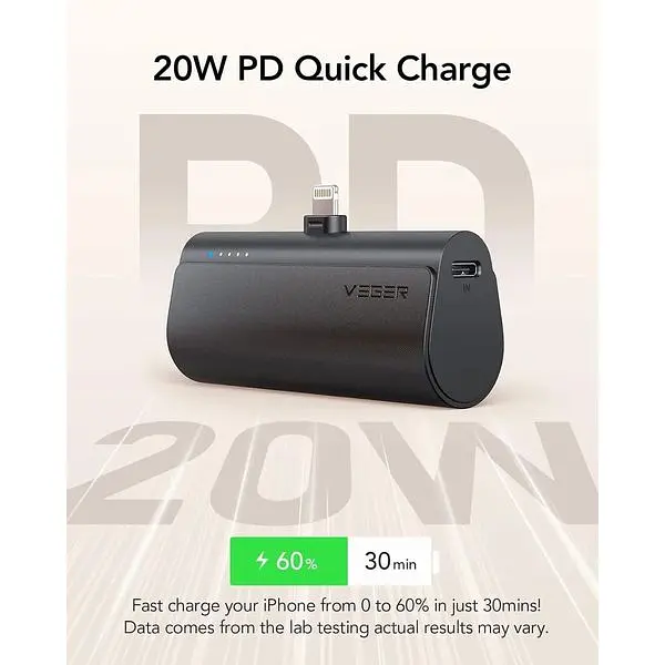 Портативное зарядное устройство Veger для iPhone 5000 мАч для быстрой зарядки пакет из 2 шт. - фото 9