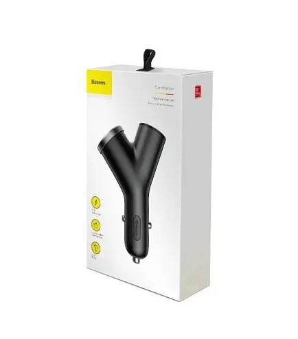 АЗУ Baseus Y type dual USB+cigarette lighter extended car charger 3.1 A CCALL-YX01 Black - фото 6