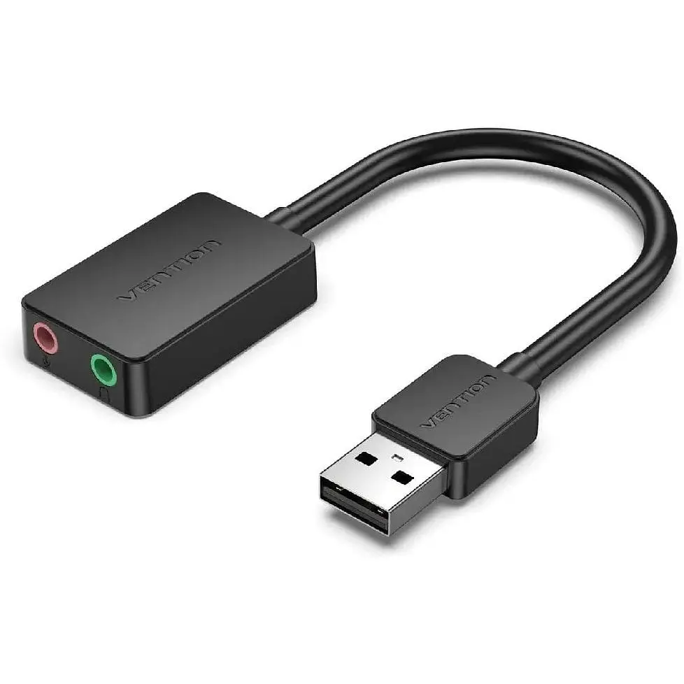 Адаптер Vention 2-port USB External Sound Card 0.15 м чорний (CDYB0) - фото 1