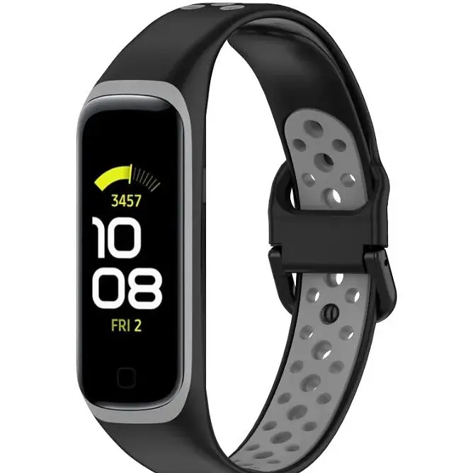 Ремешок DK Silicone Sport Band Nike для Samsung Galaxy Fit2 (R220) (black / grey) - фото 2