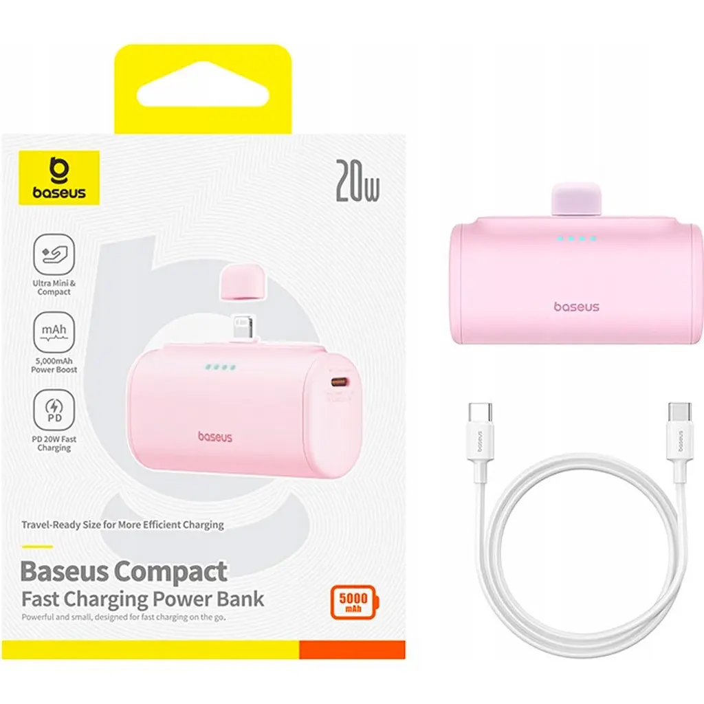 Зовнішній акумулятор Baseus Compact Type-C Edition 5000mAh 20W Pink P10068306413-00 [132863] - фото 6