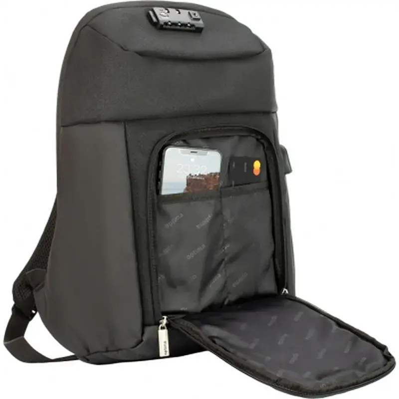 Рюкзак шкільний Optima 17" USB унісекс Чорний (O96914-01) - фото 5