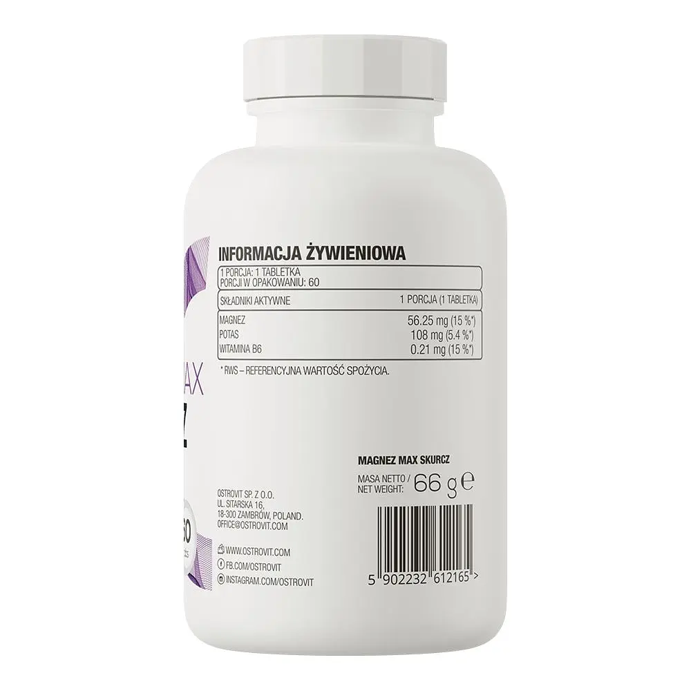 Вітаміни та мінерали OstroVit Magnez Max Skurcz 60 таблеток - фото 3