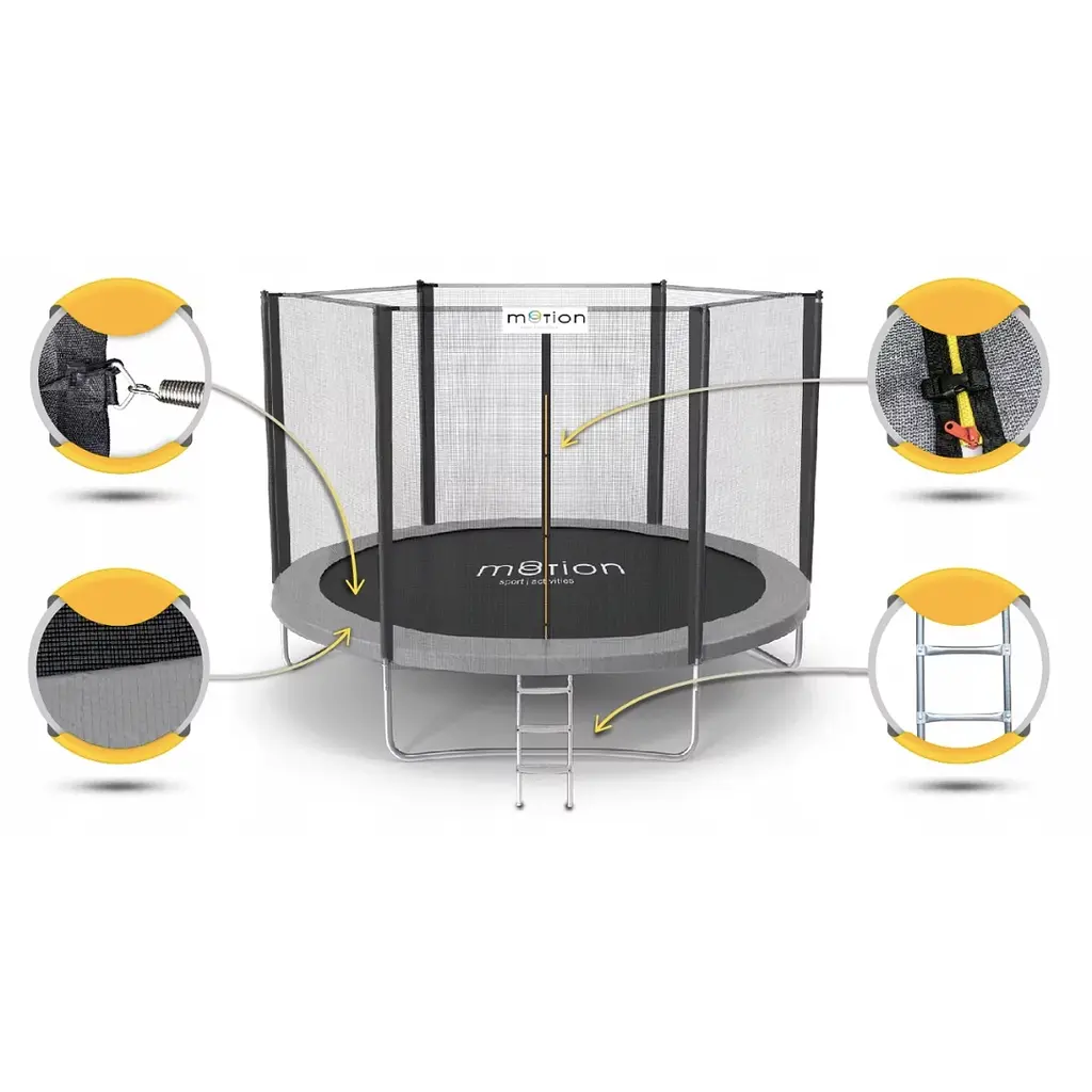Батут Jumi Motion Sport Line 10ft (305см) з зовнішньою сіткою сірий - фото 9