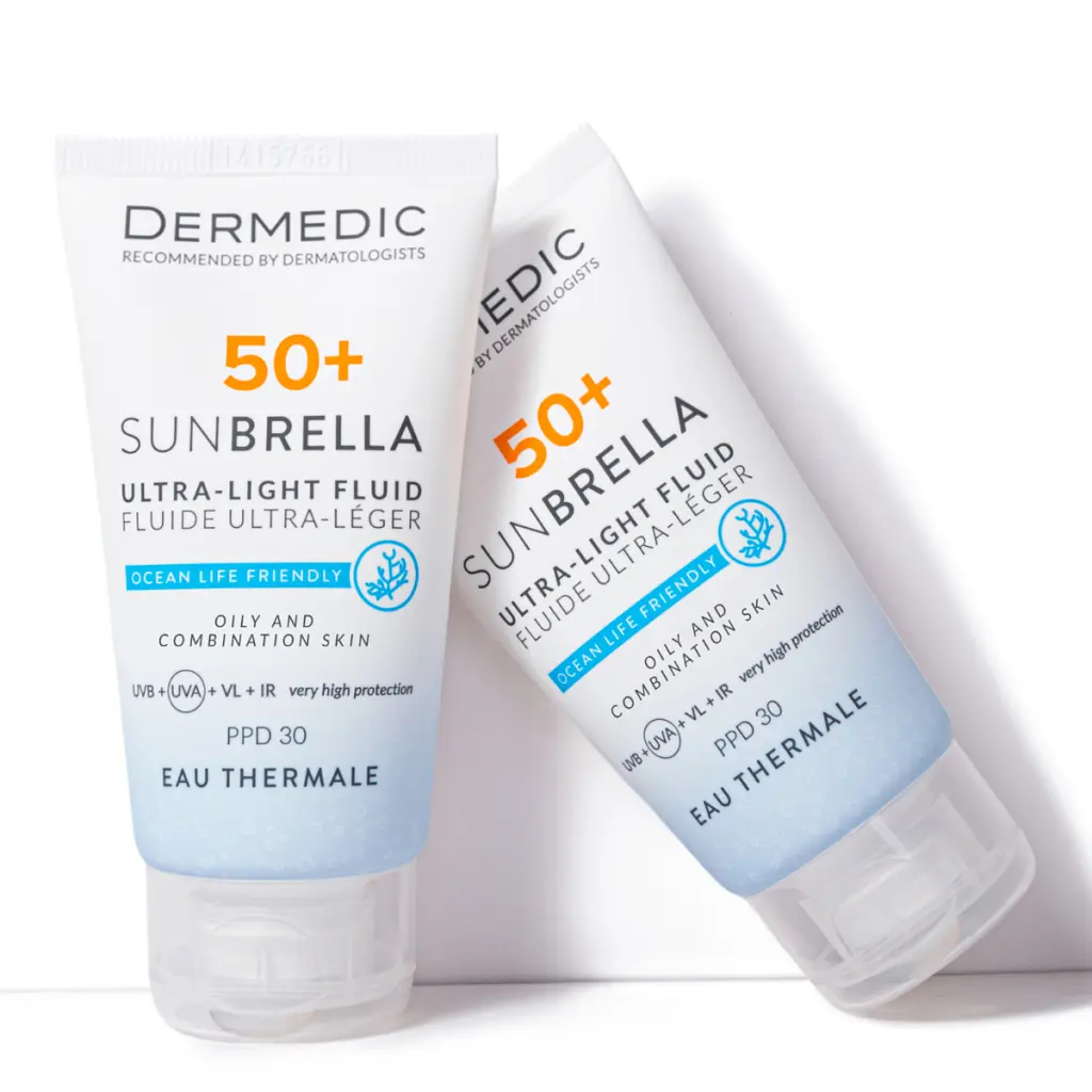 Засіб від засмаги Dermedic Sunbrella Ультралегкий захисний флюїд SPF 50+ Для жирної та комбінованої шкіри 40 мл (5901643177560) - фото 3