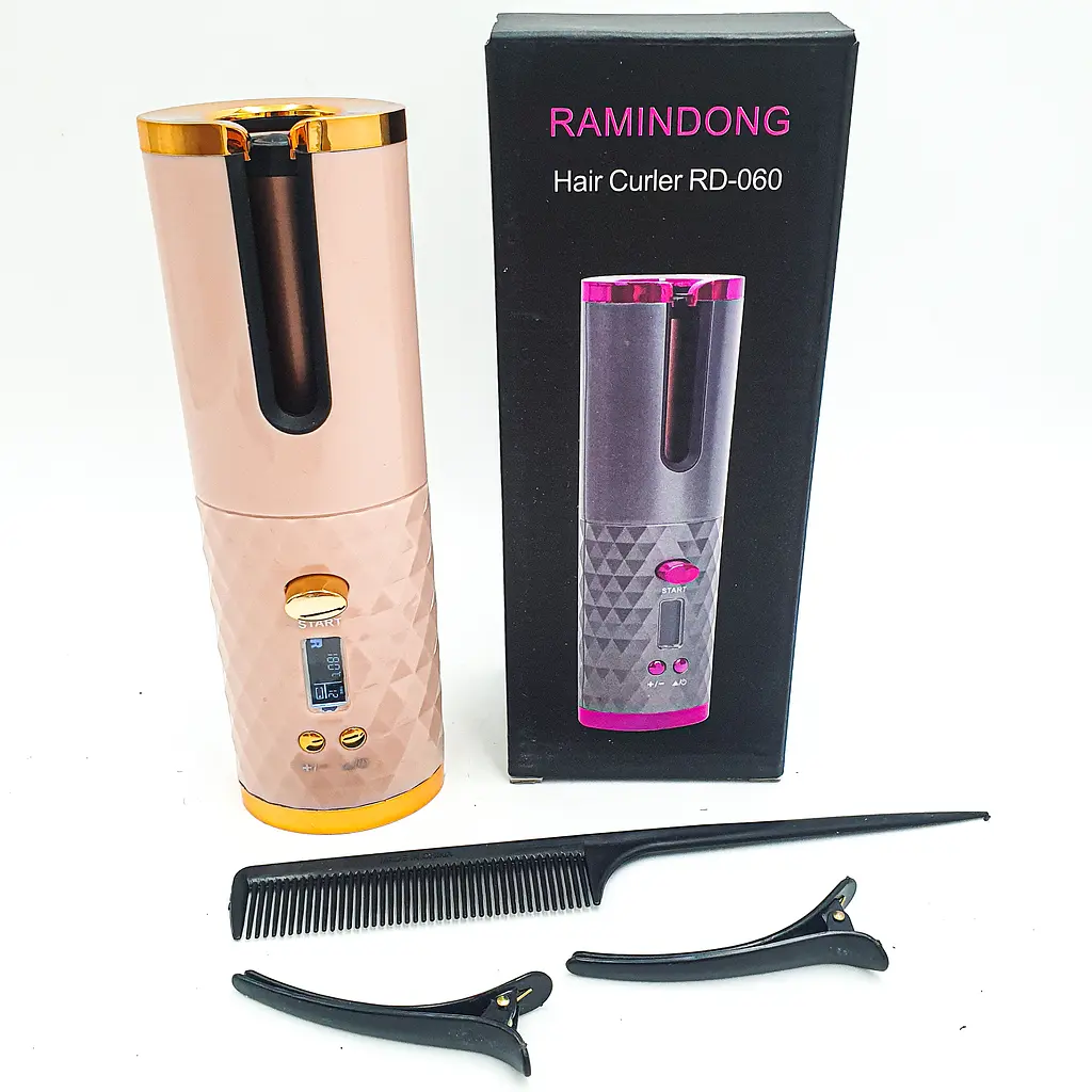 Плойка для завивки волосся бездротова акумуляторна стайлер з РК екраном Ramindong RD-060 золотистий - фото 3