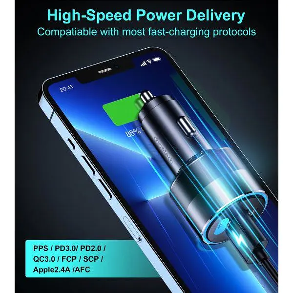 Автомобильное зарядное устройство для Choetech С0054 2xUSB-C+USB-A, 130 Вт, 5A, QC3.0/PD/PPS - фото 7