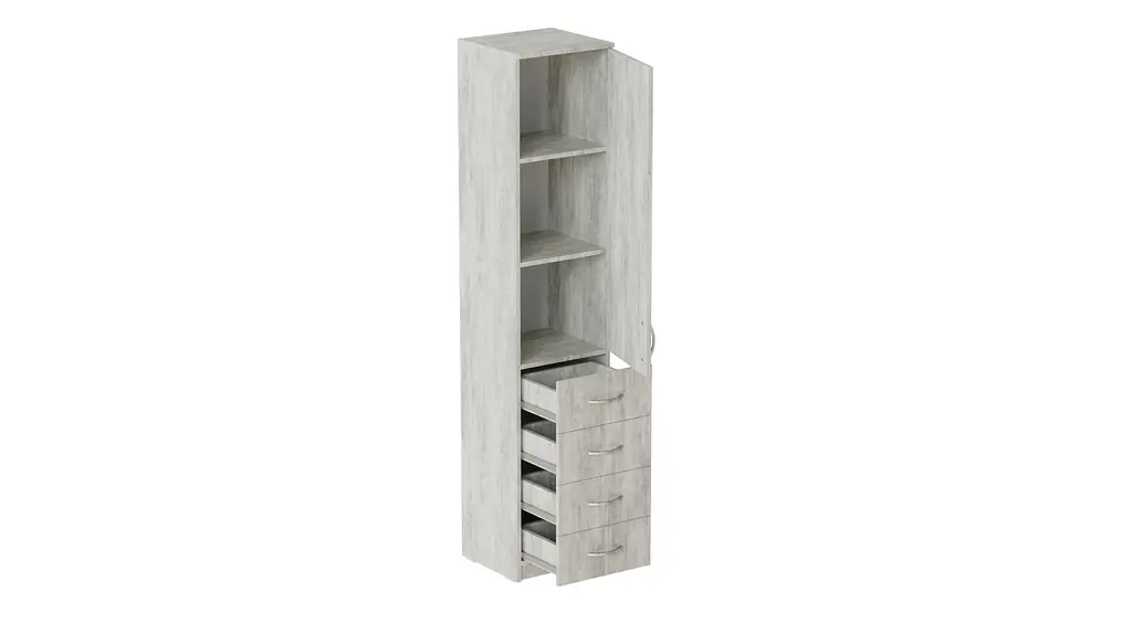 Пенал Анжело Ferrum-decor на 3 полиці з дверима та 4 ящиками 1900x400x380 ДСП Бетон 16 мм (FRD-104935) - фото 3
