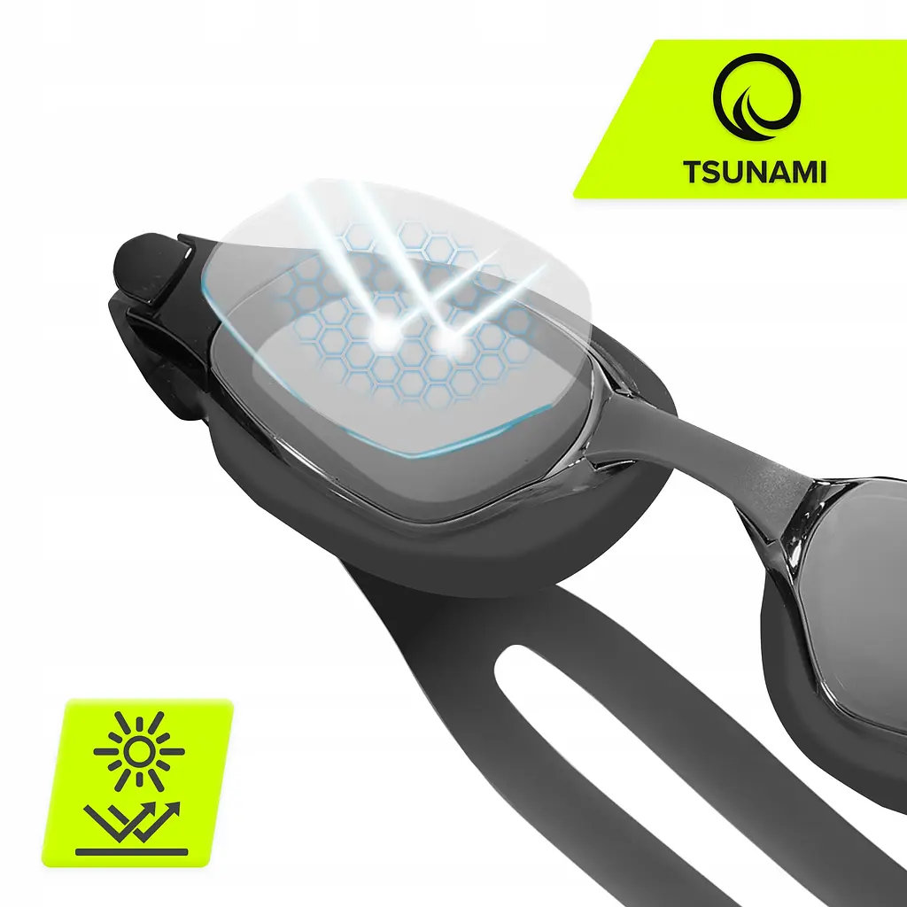 Окуляри для плавання TSUNAMI Anti-Fog 3 в 1 чохол, беруші та затискач для носа Black (P-5905973401760) - фото 5