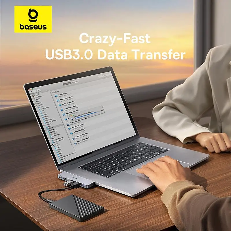 USB-Хаб Baseus UltraJoy Series 5-Port HUB Space Grey (USB-C*2 to USB-C 40Gbps*1+HDMI 4K@30Hz*1+USB3.0*3 (B00052801811-04) - фото 13