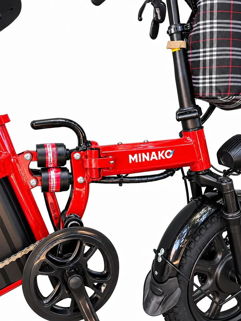 Електровелосипед Minako Mini 16" двомісний (1000W, 24Ah) + Пасажирське сидіння Червоний - фото 4
