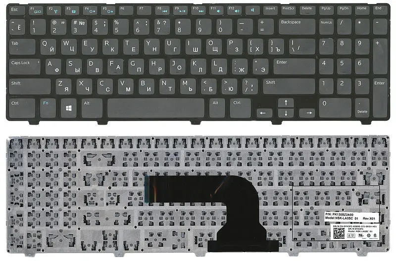 Клавіатура для ноутбука Dell Inspiron (3521, 5521, 3537, 5537) Чорна, (Чорна рамка) - фото 3