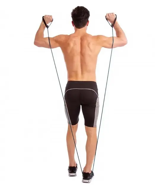 Трубчатый эспандер U-Power Latex resistance tube для фитнеса с ручками 20LB Green 9 кг (UP_1001_20LB_Green) - фото 2