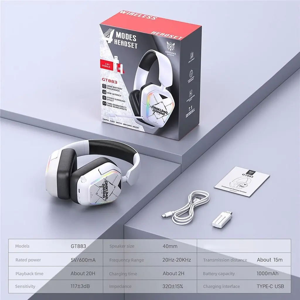 Игровые наушники Onikuma GT883 White - фото 11
