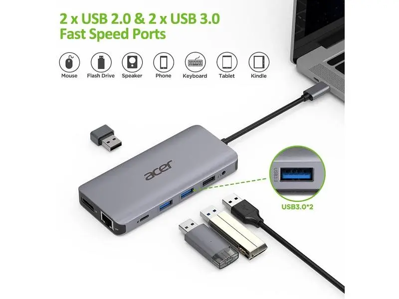 Док-станція Acer 12-in-1 Type-C Dongle (HP.DSCAB.009) - фото 3