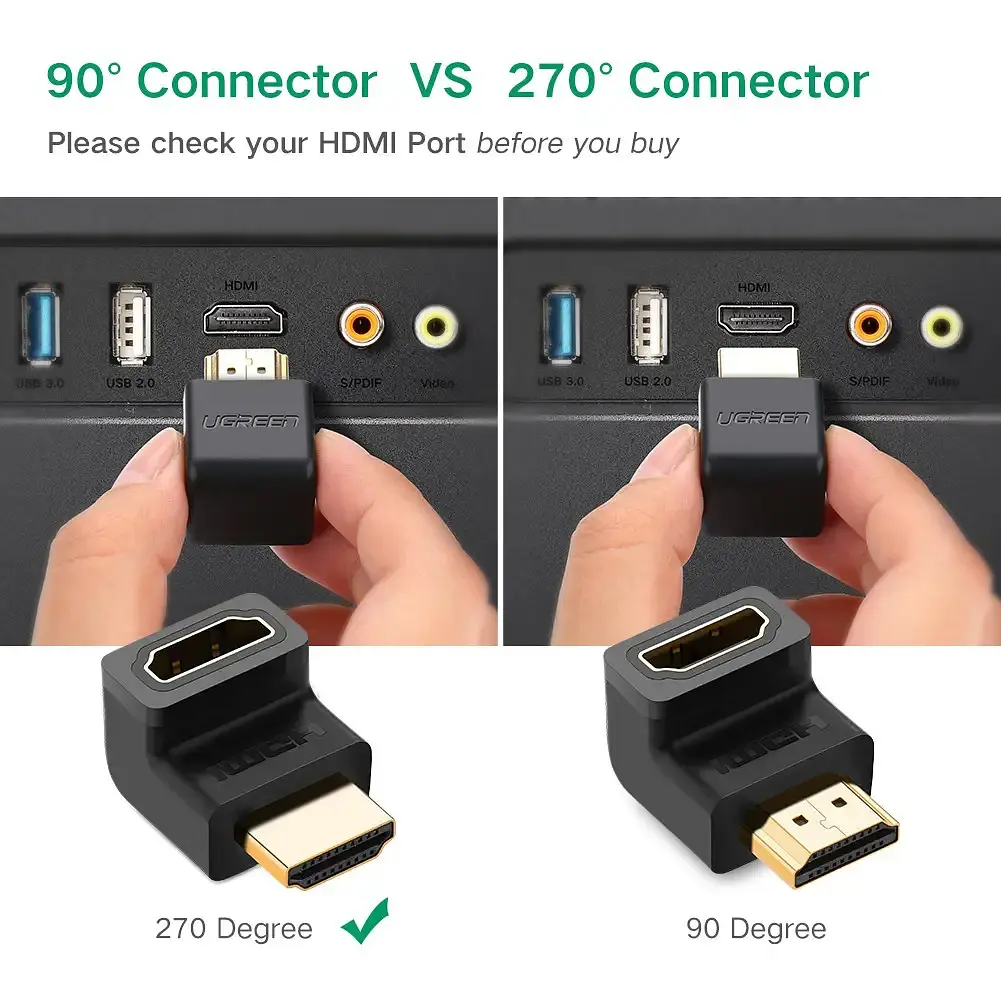 Адаптер UGREEN HDMI 4K Adapter Male to Female Up-angled - фото 3