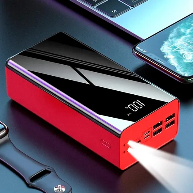 Потужний повербанк із ліхтариком та LED-дисплеєм 50000 mAh (2xUSB, microUSB, Type-C), Power Bank - фото 2
