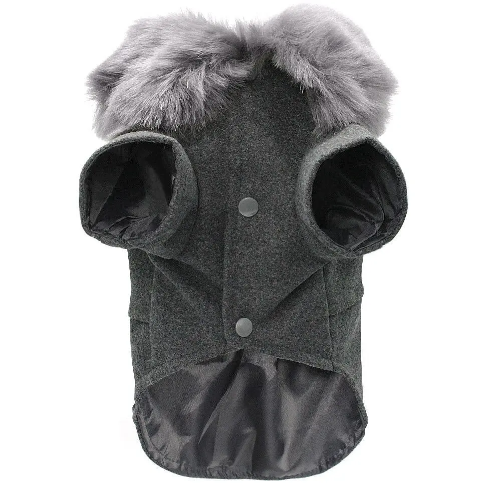 Пальто з хутряним коміром для собак Derby Grey, 2XL - фото 4