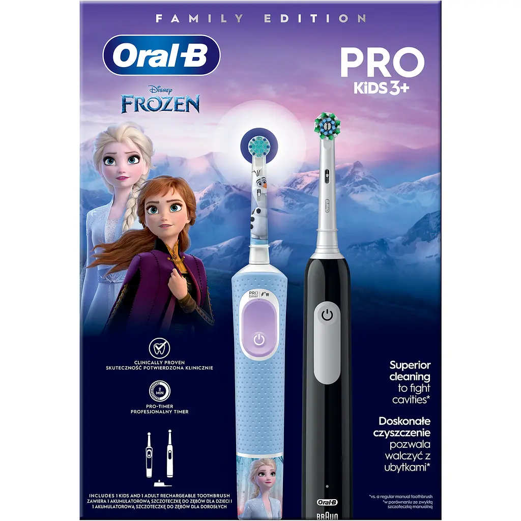 Набор электрических зубных щеток Oral-B Family: Edition Pro Series 1 Vitality & Kids Холодное Сердце 2, 2 шт. - фото 3