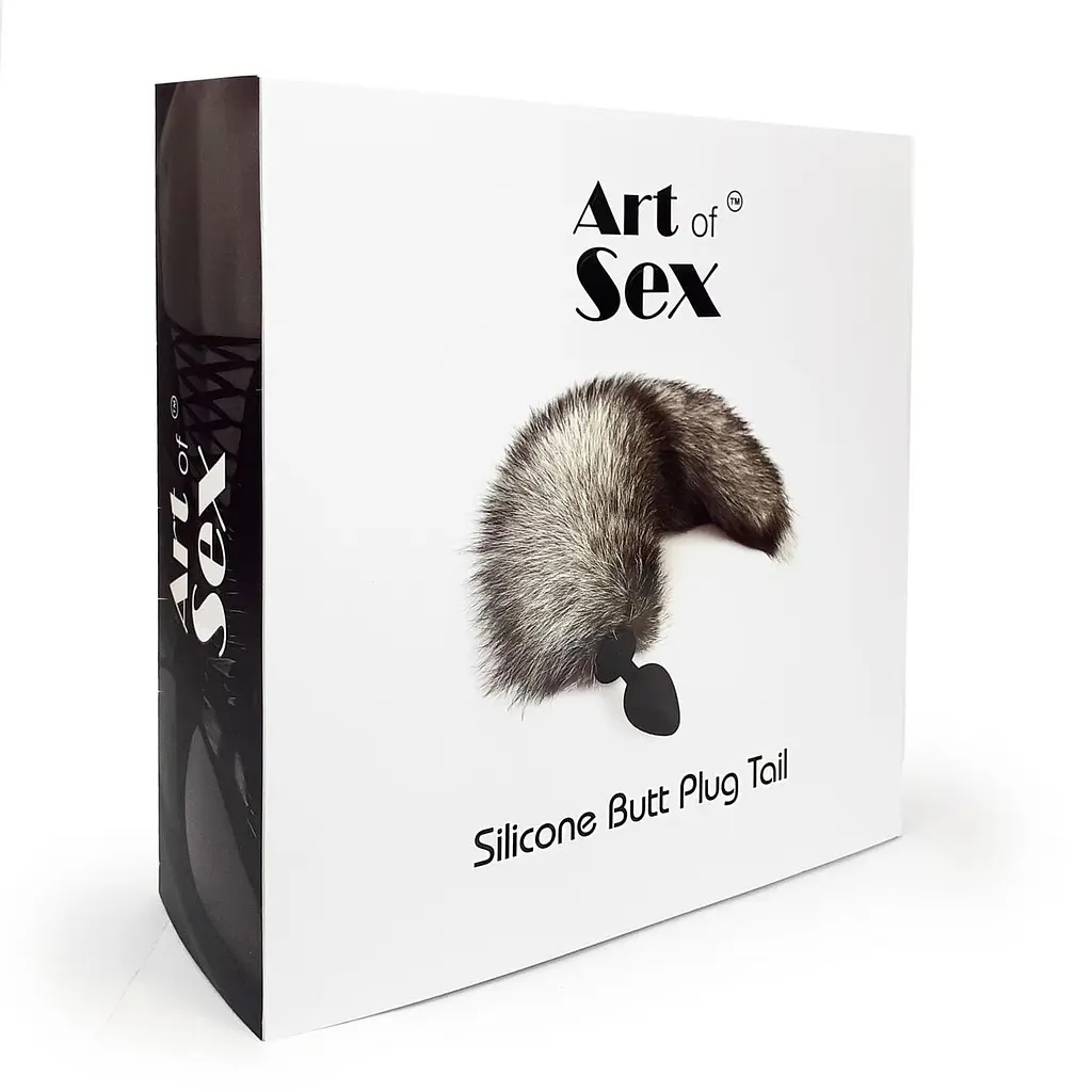 Силіконова анальна пробка з хвостом із натурального хутра Art of Sex size M Artctic fox - фото 6