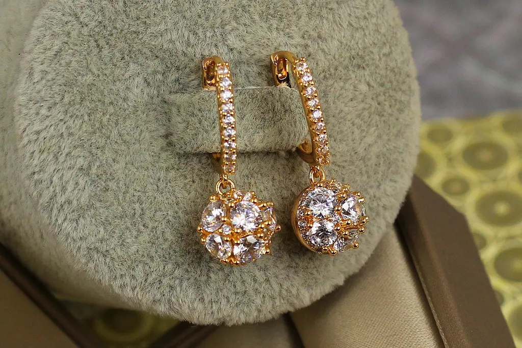 Сережки підвіски Xuping Jewelry Сфера 2,7 см золотисті - фото 2