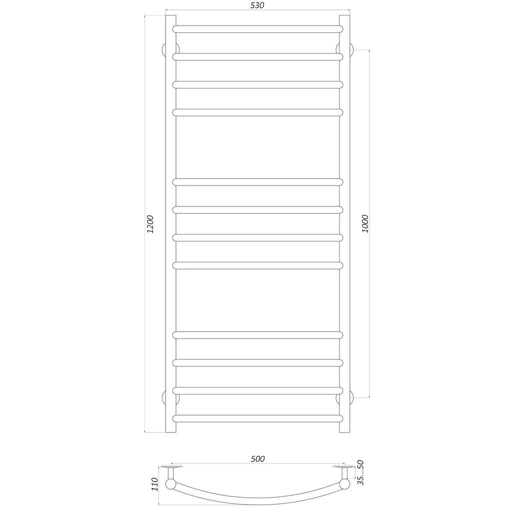 Рушникосушарка UNIO LDE W 1200-500-12 Драбинка Дуга Еліт (21426) - фото 4