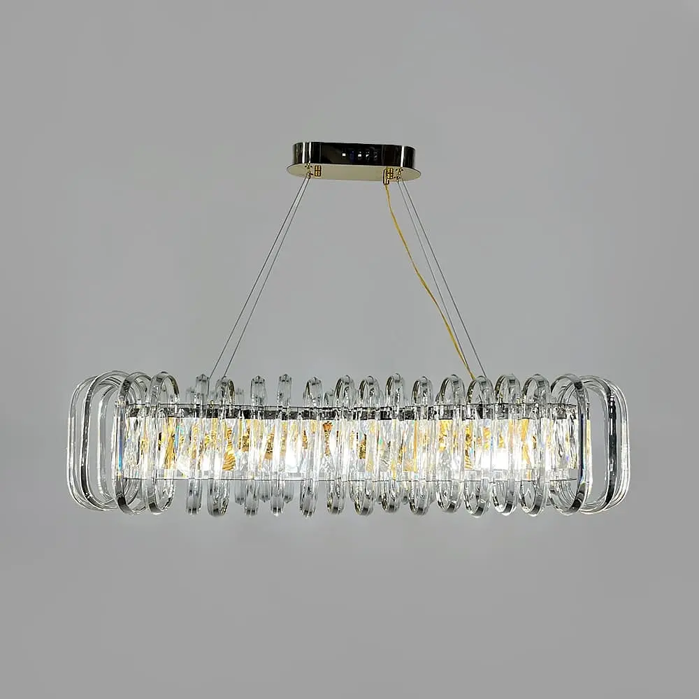 Унікальна підвісна видовжена люстра 100х23х32 см | Line F | Арт. D3008-L1000 GD+CL - фото 6