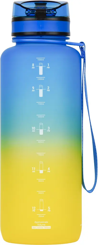 Бутылка для воды UZspace Frosted Gradient 1.5 л желто-голубая (3056) - фото 2