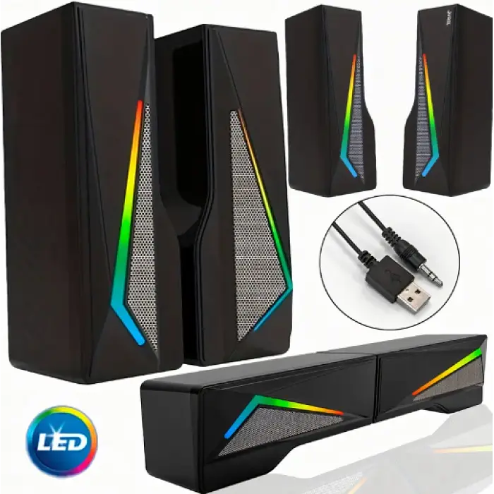 Портативные соединяющиеся колонки для ноутбука и пк с LED подсветкой Jedel 550S USB - фото 2