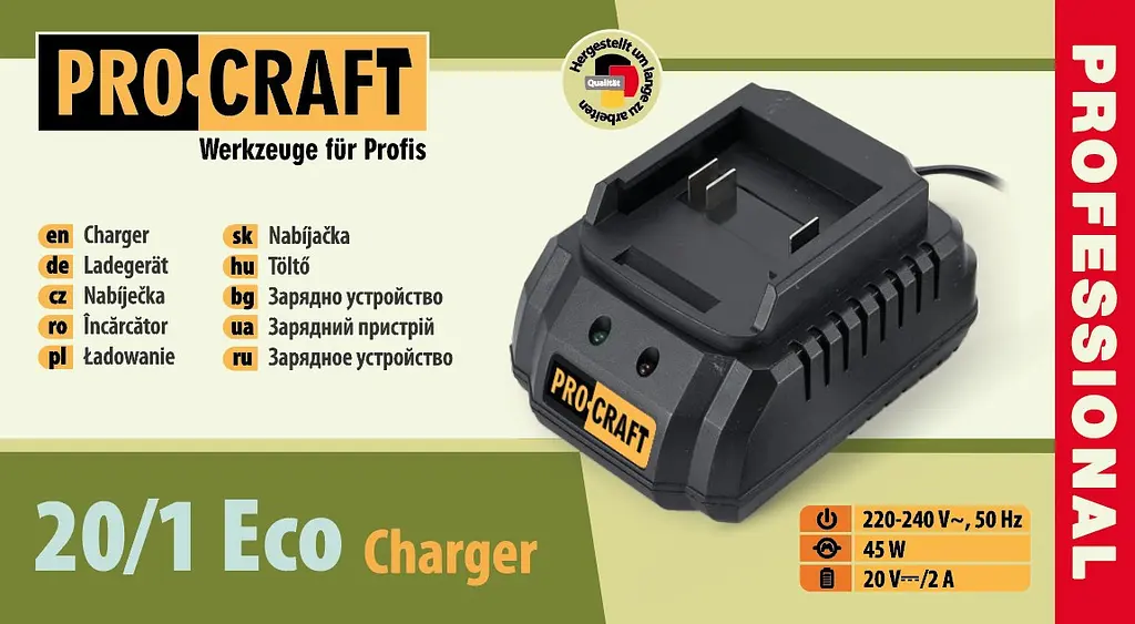 Зарядний пристрій Procraft 20/1 Eco для акумуляторів 20В - фото 2