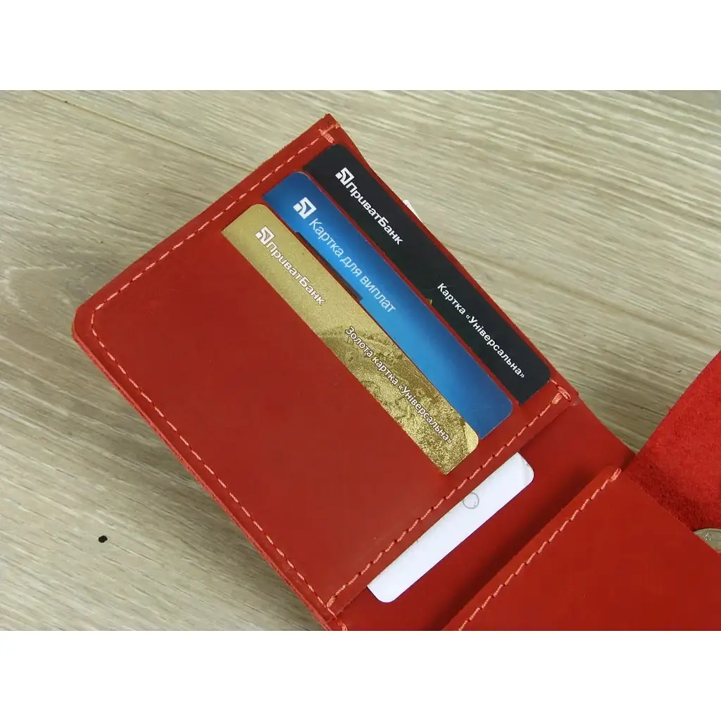 Жіноче портмоне GS шкіряне червоне - фото 4