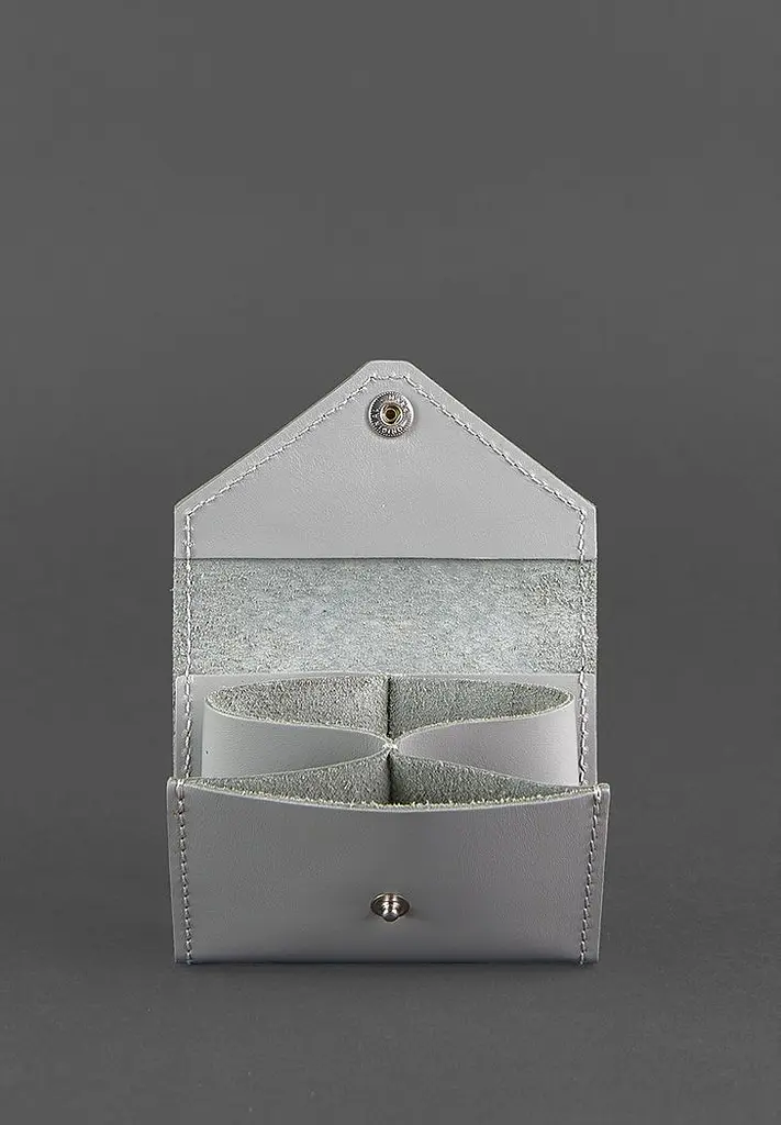 Жіночий шкіряний кард-кейс 3.0 (Гармошка) Сірий з мандалою - фото 4