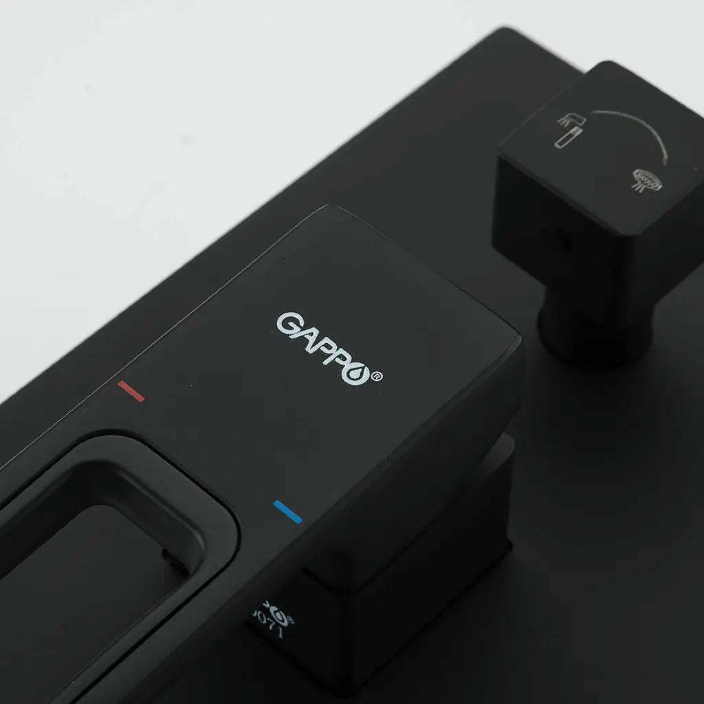 Душова система прихованого монтажу Gappo G7117-6, вилив - перемикач на лійку, 3-функції, чорний, Чорний матовий - фото 3