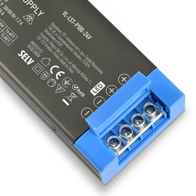 Блок живлення Videx для LED стрічки DC24V 4.16A 100W IP20 (VL-LST-P100-24V) - фото 5