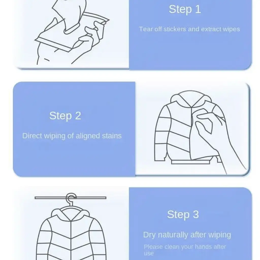 Чистячі вологі серветки 12 серветок з лимоном для пуховика швидке видалення плям без прання одягу - фото 3