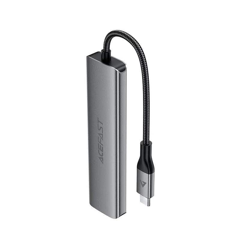 USB-хаб ACEFAST J18 USB-C 6-in-1 HUB docking station металево-сірий - фото 3