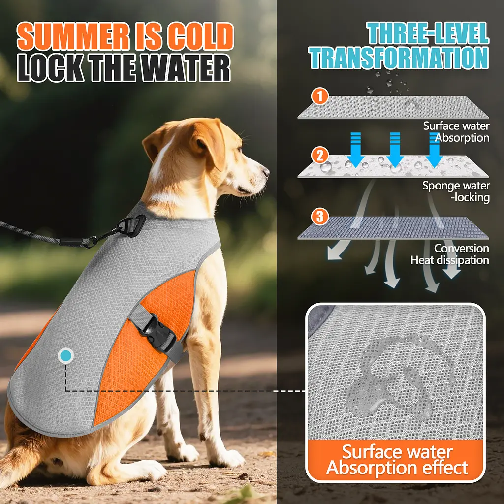 Літній охолоджувальний жилет для собак Derby Summer Dog Cooling Harness PA0360-1 Orange, 2XL - фото 4